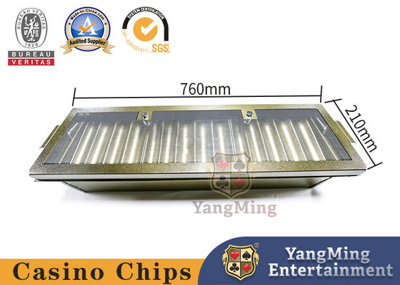 Αγορά Μεταλλική επικάλυψη Κίτρινο 14 Grid Chip Tray Διπλό στρώμα κλειδωμένο Poker Chip Float ηλεκτρονική κατασκευή
