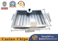 Electroplated Silver Metal 8- Grid Casino Chip Tray Poker Table Single Layer With Lock Chip Float