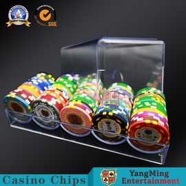 Αγορά 100pcs 5 σειρές γύρω από το πόκερ πελεκούν τον πλήρη διαφανή ακρυλικό πλαστικό 40mm παίζοντας μεταφορέα τσιπ περίπτωσης ηλεκτρονική κατασκευή