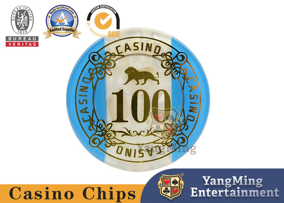 Three Layer Acrylic Shell Pattern Texas Poker Chip Set Baccarat Gambling Table Customized 760
