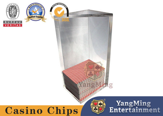 Triangular Waste Paper Box Transparent Acrylic Black Jack 8 Deck Poker Game Table Card Box