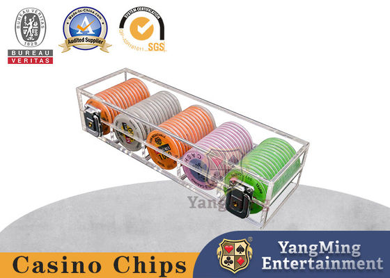 Προσαρμοσμένο Πλήρως Διαφανές Ακρυλικό 50mm Chip Box Προσαρμοσμένο Lockable Poker Game Box Design
