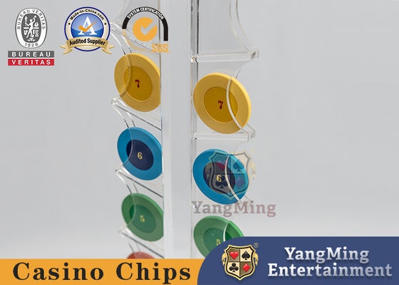 16pcs διαφανής πίνακας παιχνιδιού περίπτωσης τσιπ πόκερ χαρτοπαικτικών λεσχών γύρω από τον κάτοχο επιτραπέζιας συνήθειας ρουλετών μεταφορέων τσιπ