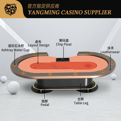 Νέο λανσάρισμα 10 παικτών Texas Metal Oval Poker Table Διεθνές Καζίνο Club Poker Table Games