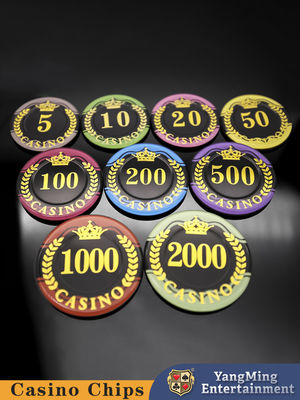 Χονδρικός εξατομικευμένος σφραγίσματος στέμματος σιταριού ακρυλικές μάρκες μπακαράτα Texas Hold'em Casual Games Τραπεζικές μάρκες