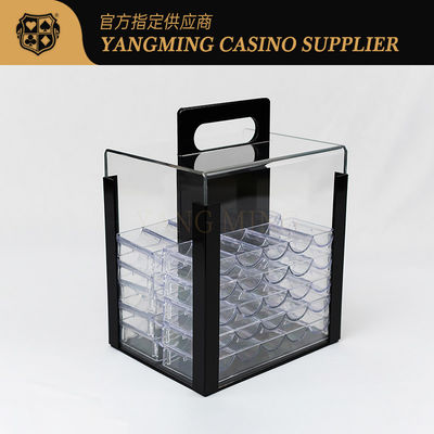 Πλήρως διαφανής 1000pcs Poker Clay Round Shape Chips Carrier Ακρυλικό εργοστάσιο Custom Casino Chip Carrier με λαβή