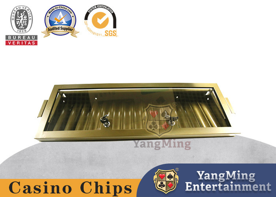 15 Grid Golden Chip Tray Rack Box Ατσάλινο Σιδηρούν υλικό Ακρυλικό Διαφανές Κάλυμμα Τραπέζι Texas Hold'em